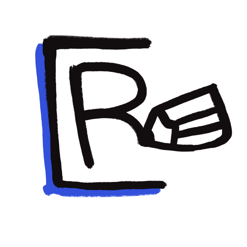 Pencil writing letter 'R' doodle