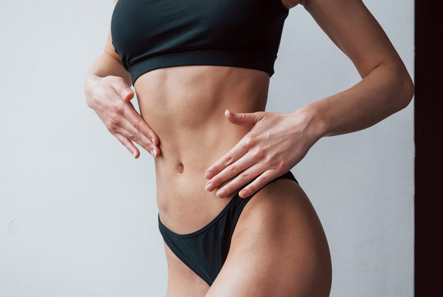 female torso in black underwear