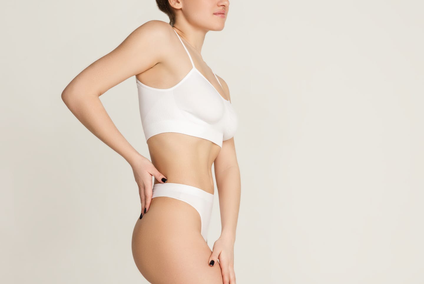 woman in white underwear set