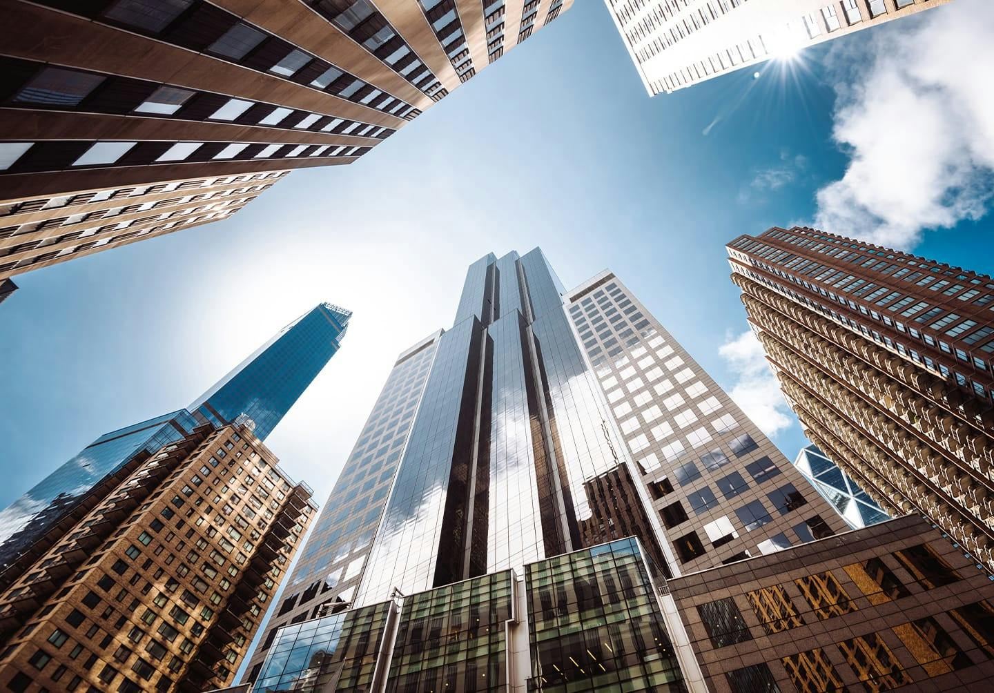 view of skyscrapers from the ground