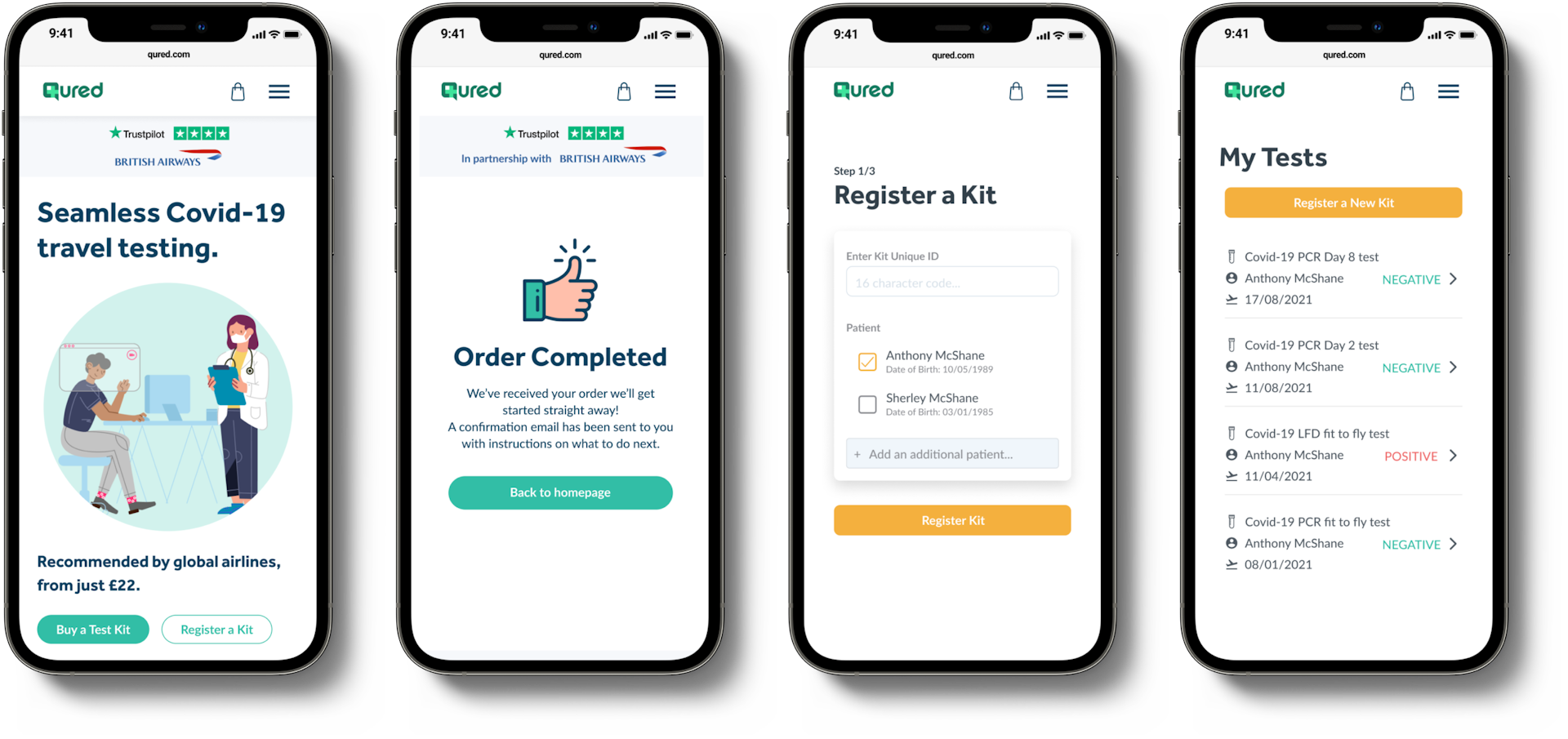 Qured order screens Qured order and register kits