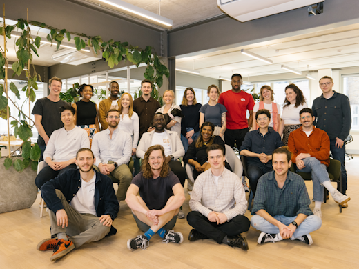 The planes team photographed in our Hoxton office smiling