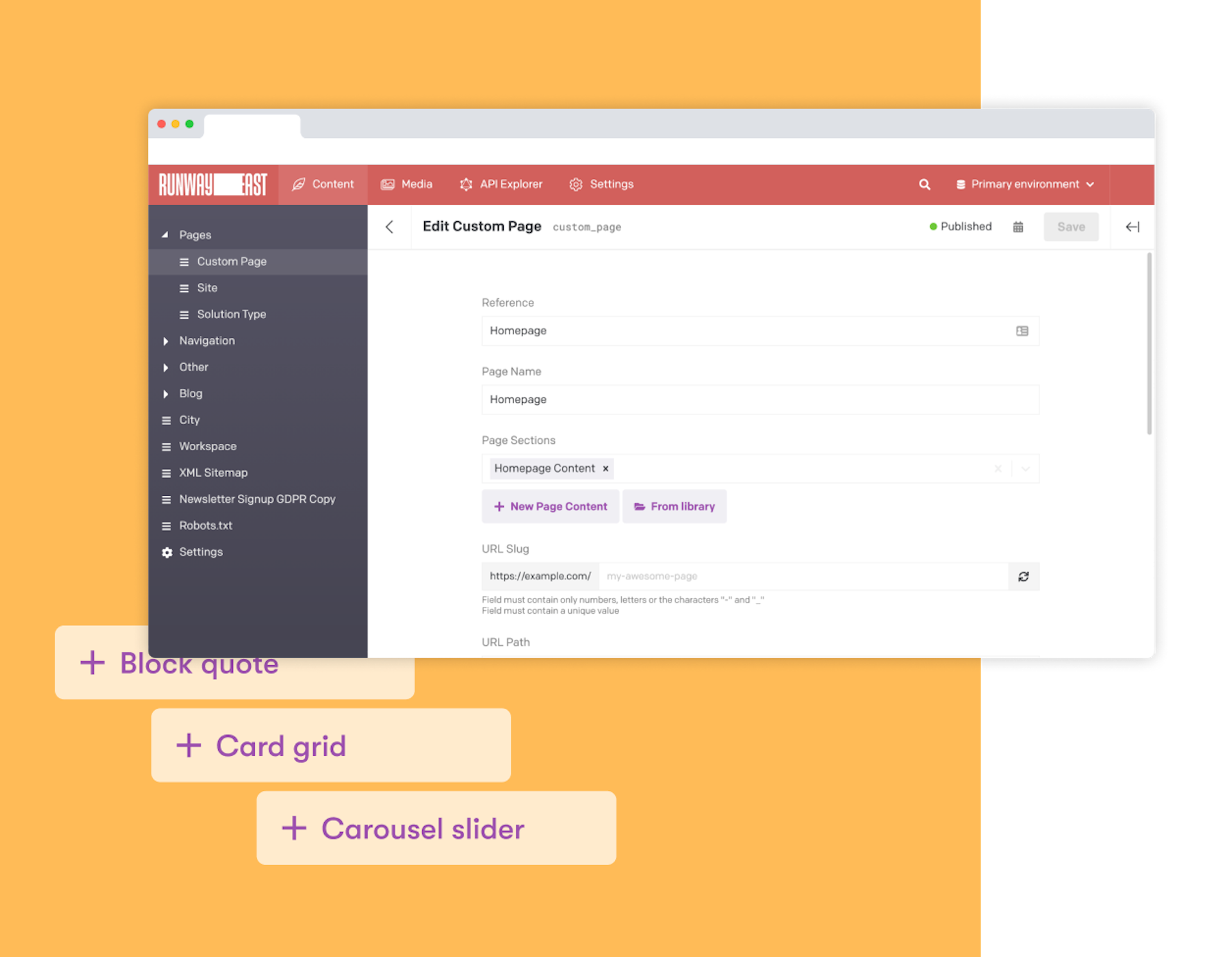 Custom Page Dato CMS Editable fields in Dato CMS