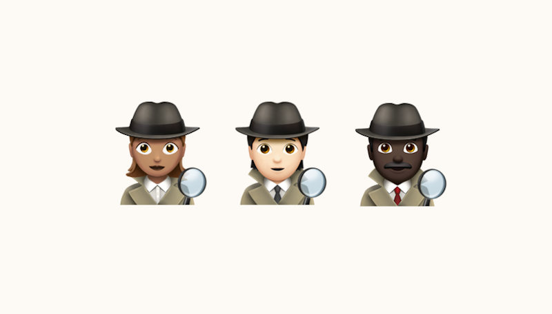 Three detective emojis
