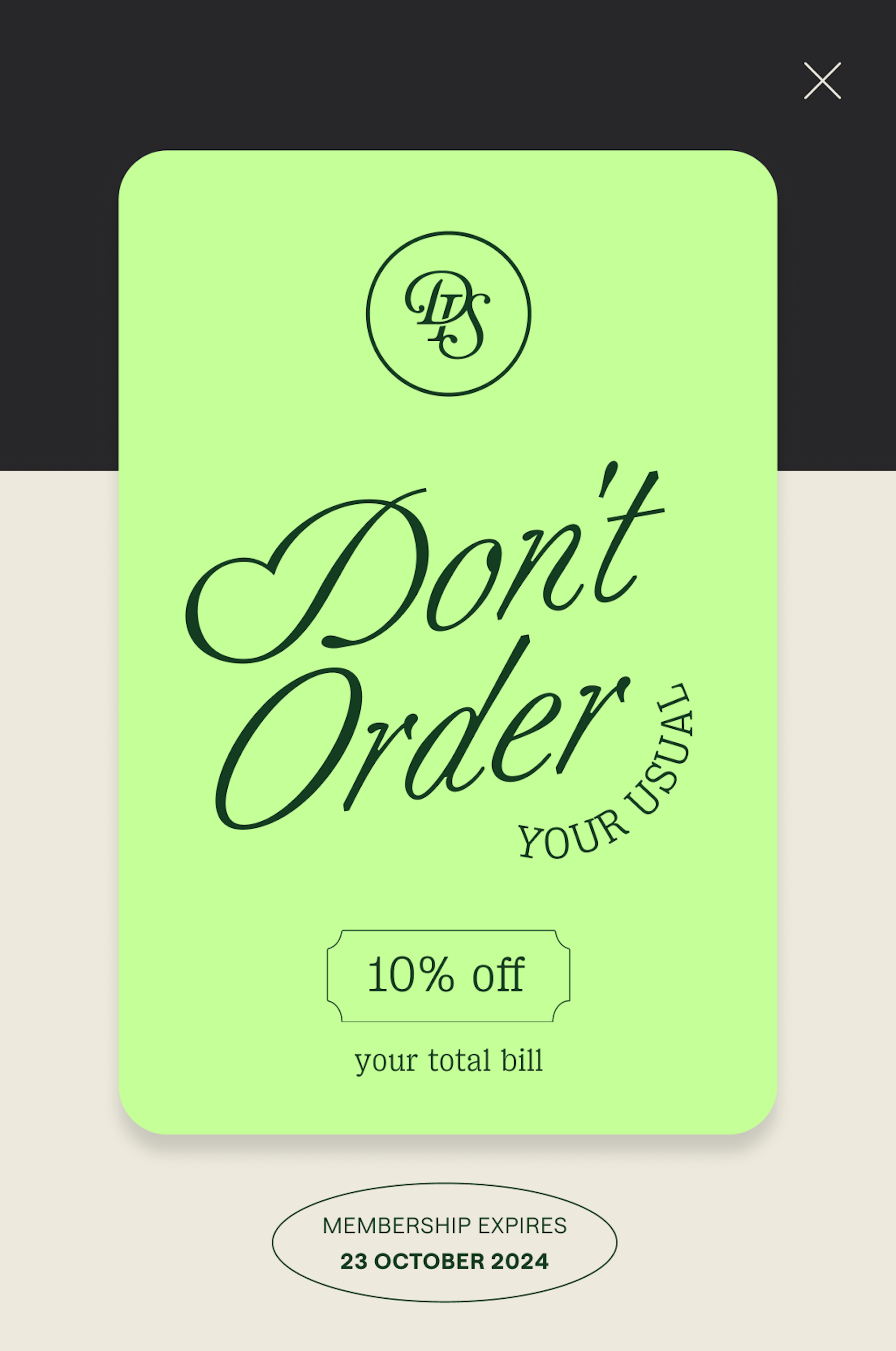 Dis-loyalty discount card example