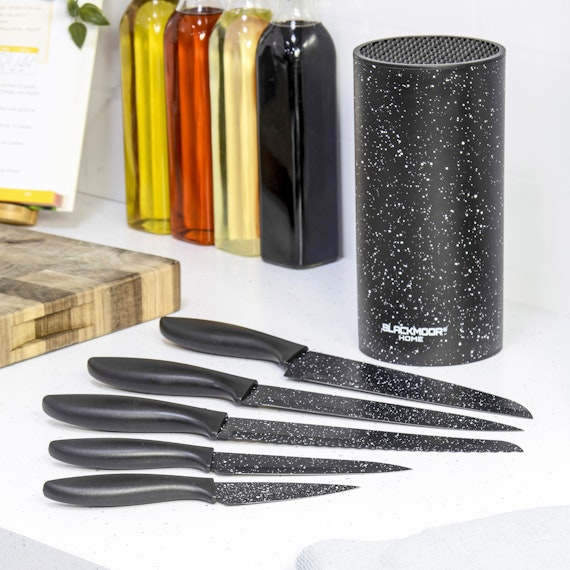 blackmoor knife set black marble coated