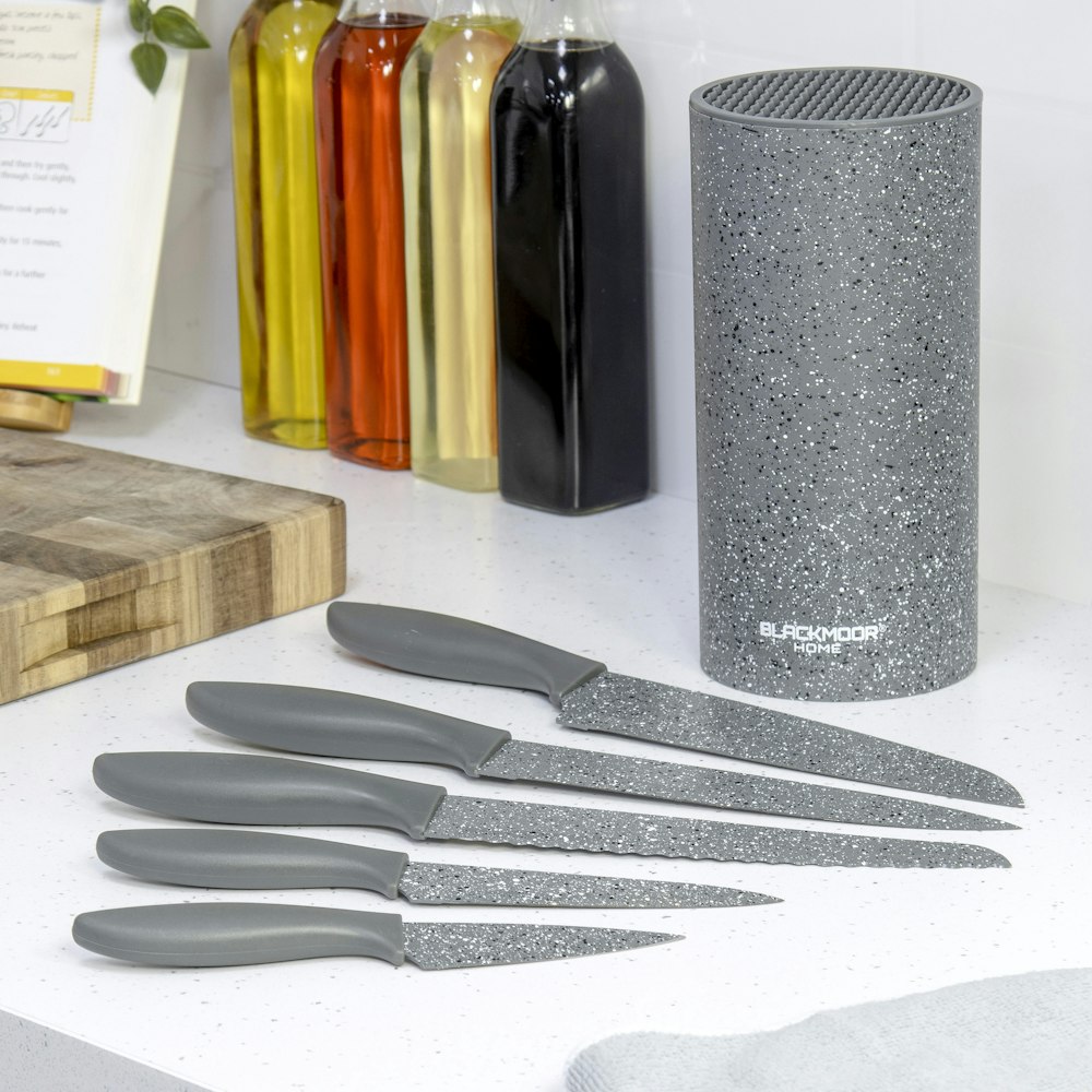 Best Selling 5pc Grey Knife Set Back in Stock Blackmoor