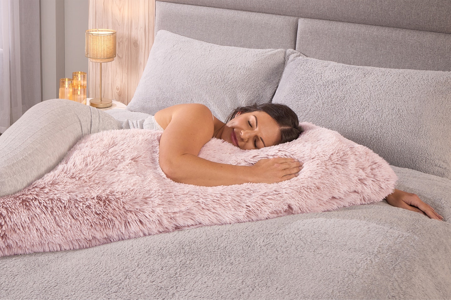The Huggleland Pink Long Hair Bolster Pillow
