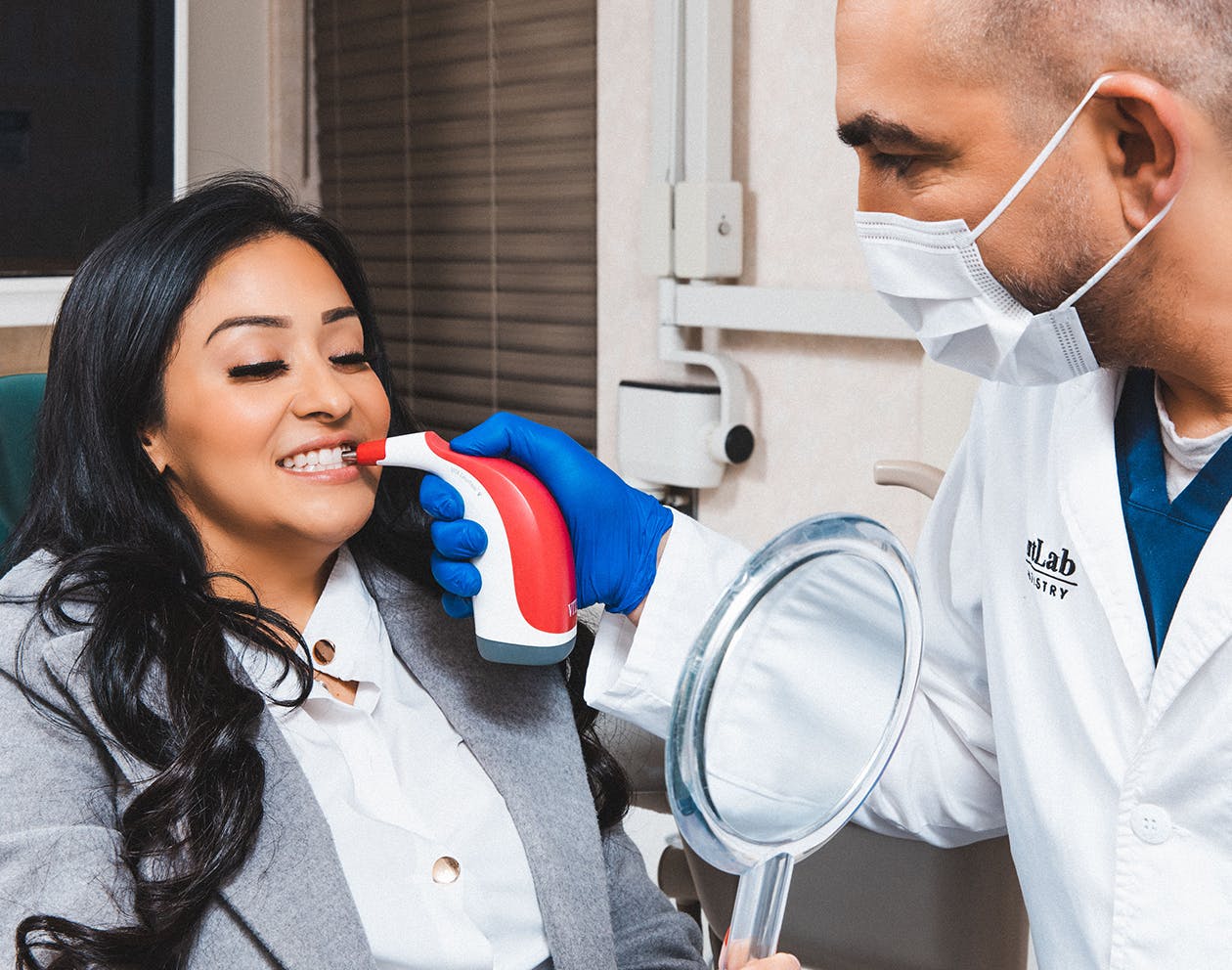 a patient receiving dental bonding