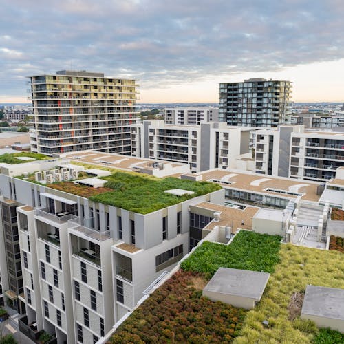 Green roof on apartment buildings