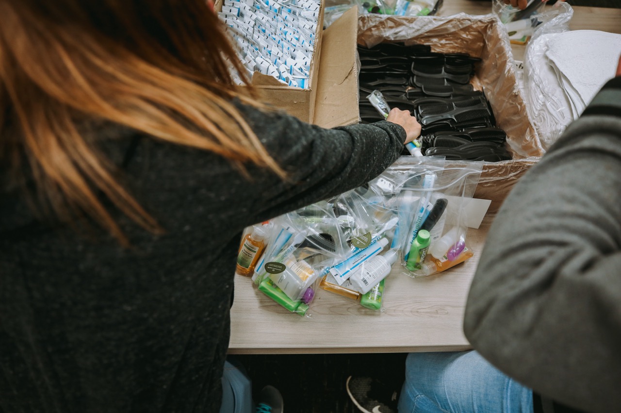 Packaging Hygiene Kits with Jericho Ministries