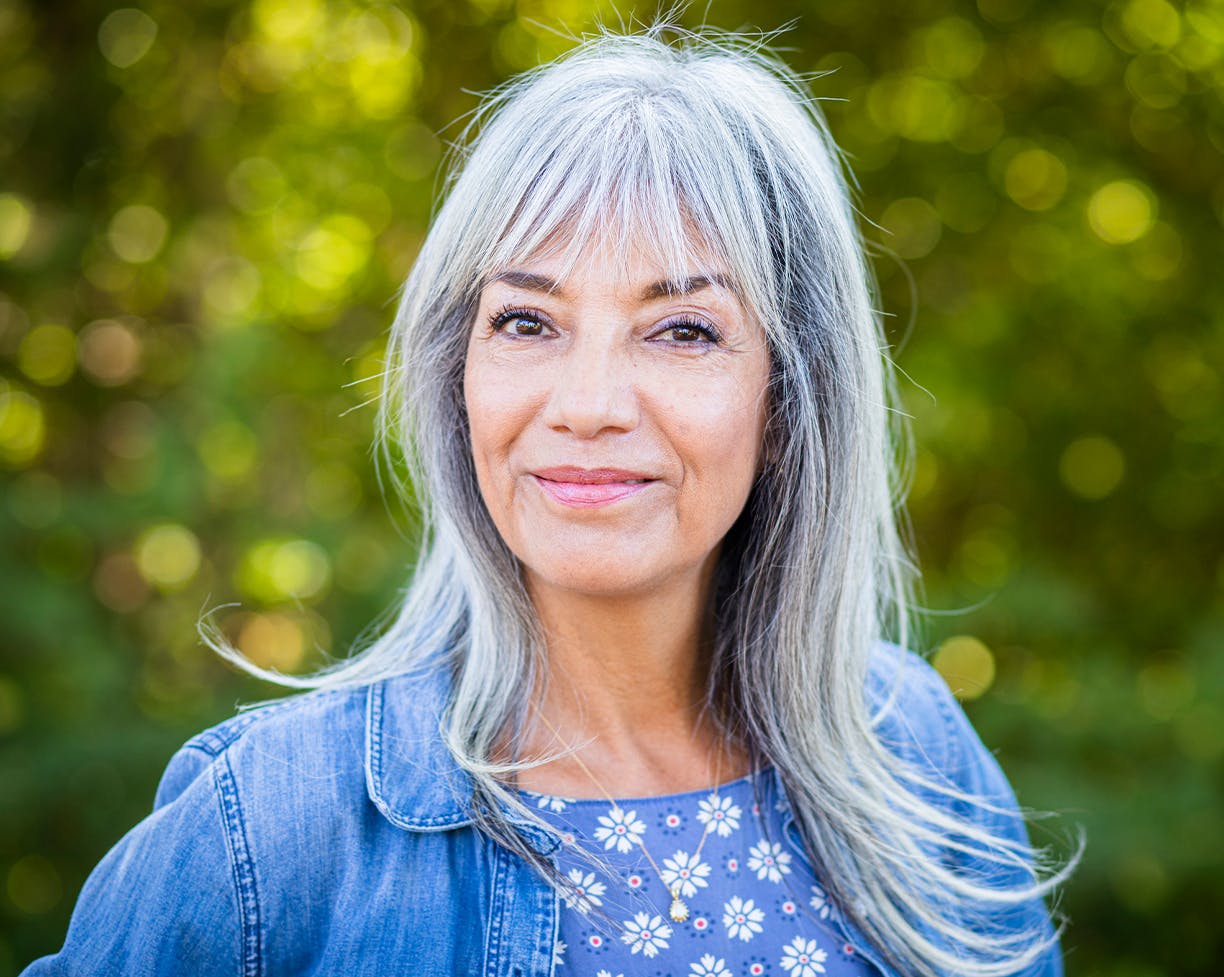 Middle aged woman with gray hair