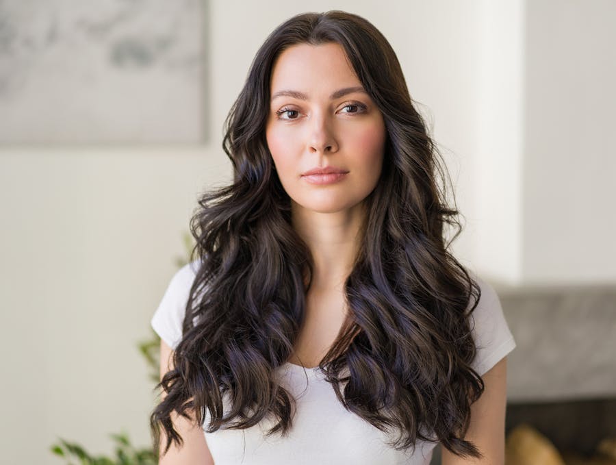 Woman with dark brown hair