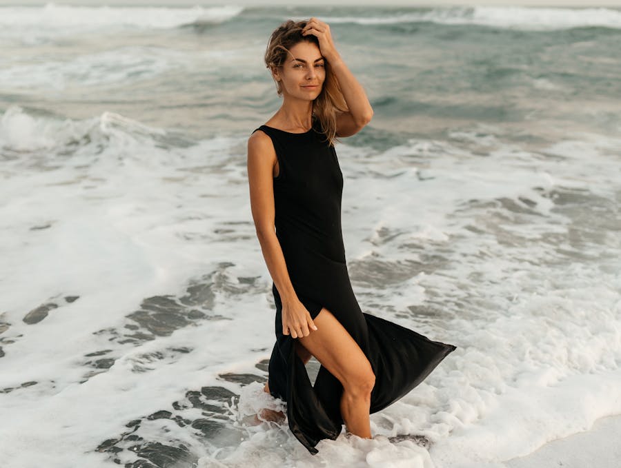 Woman in a long black dress