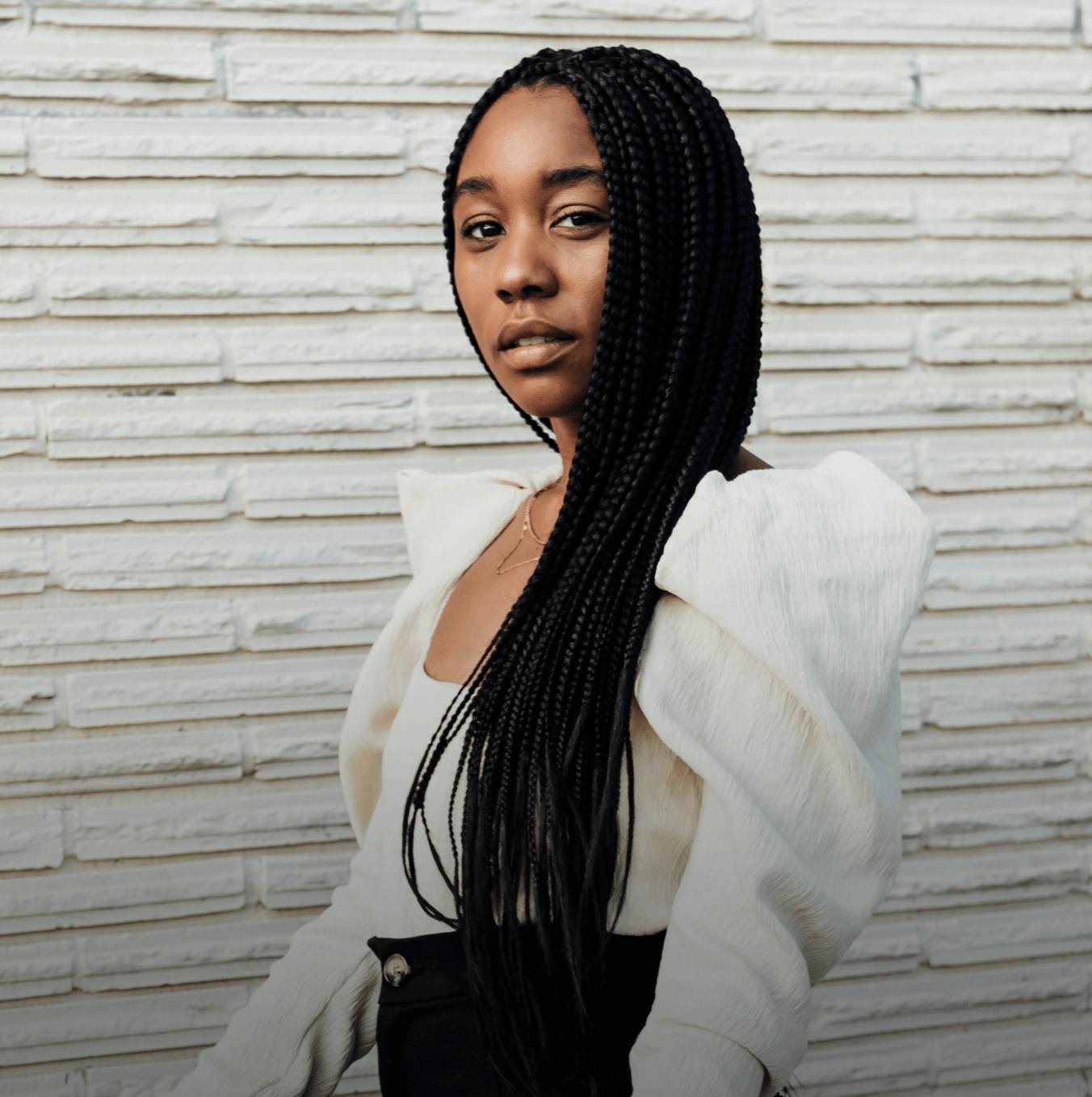 beautiful black model with long black hair