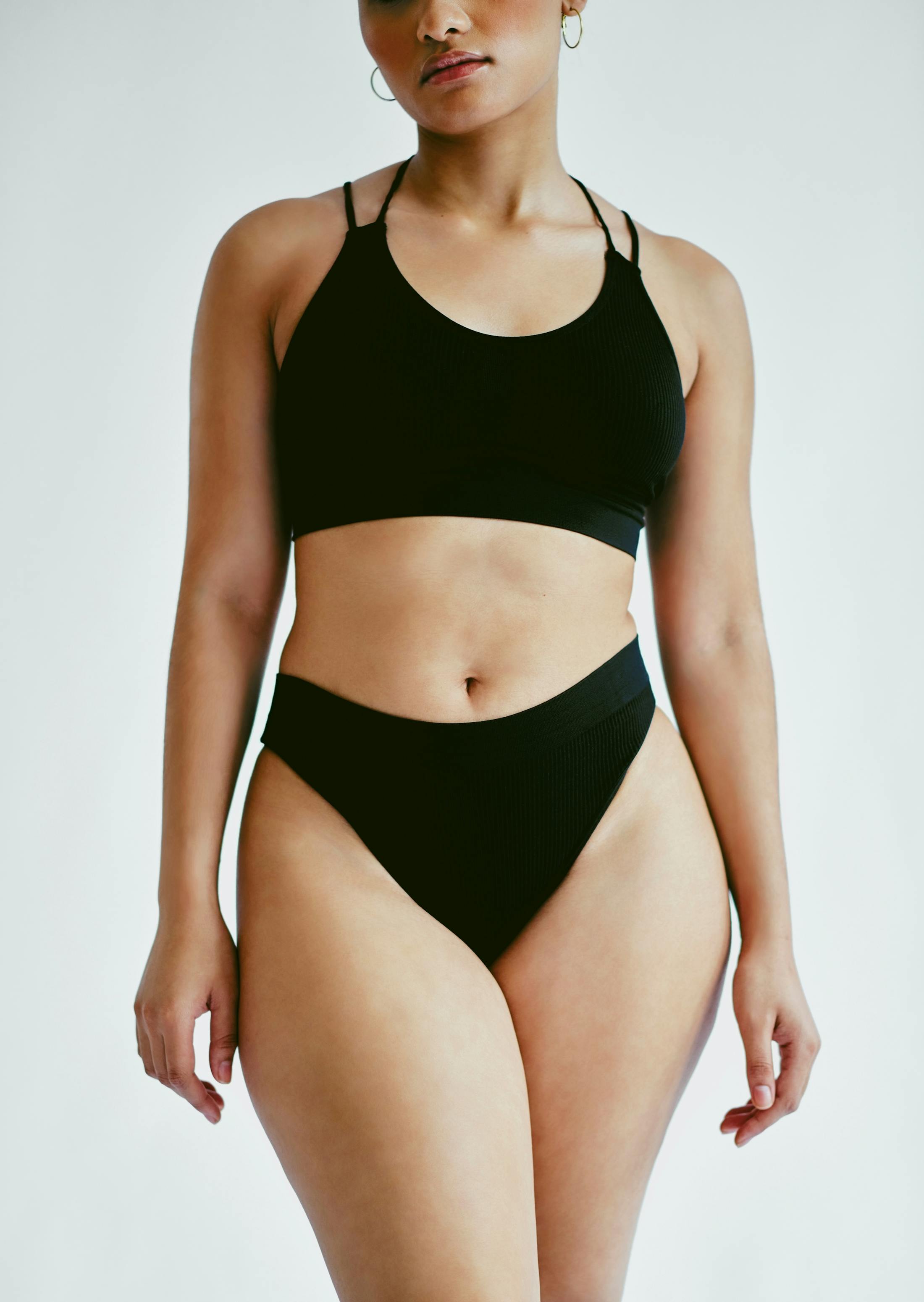 Woman wearing black undergarnments