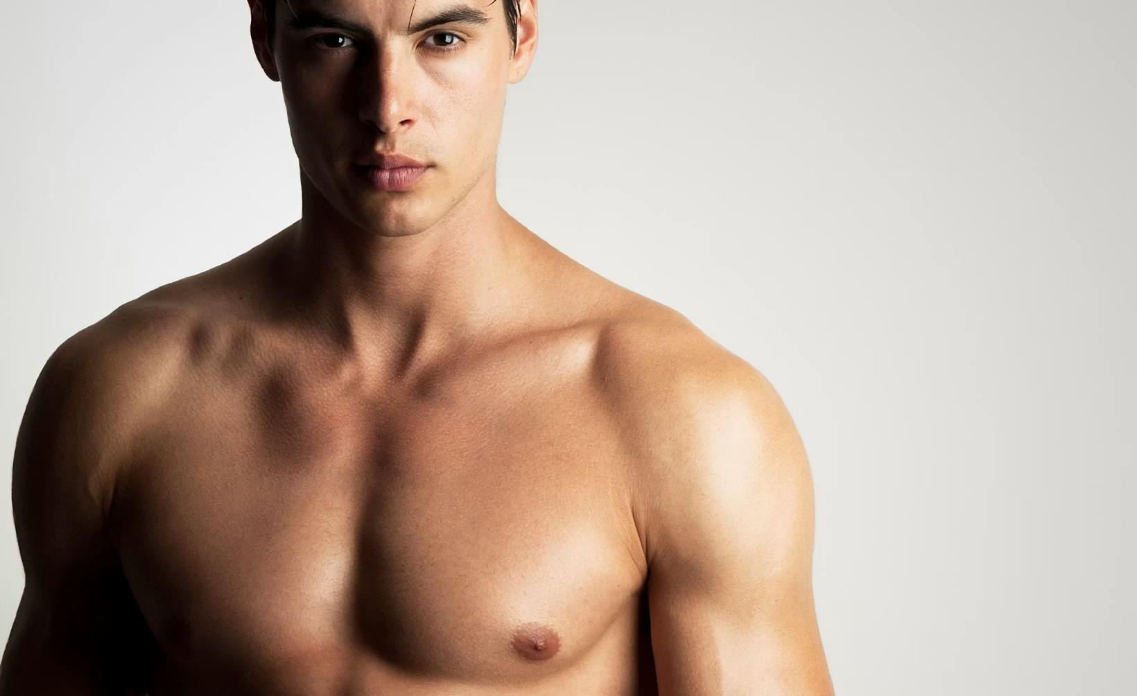 close up of shirtless man