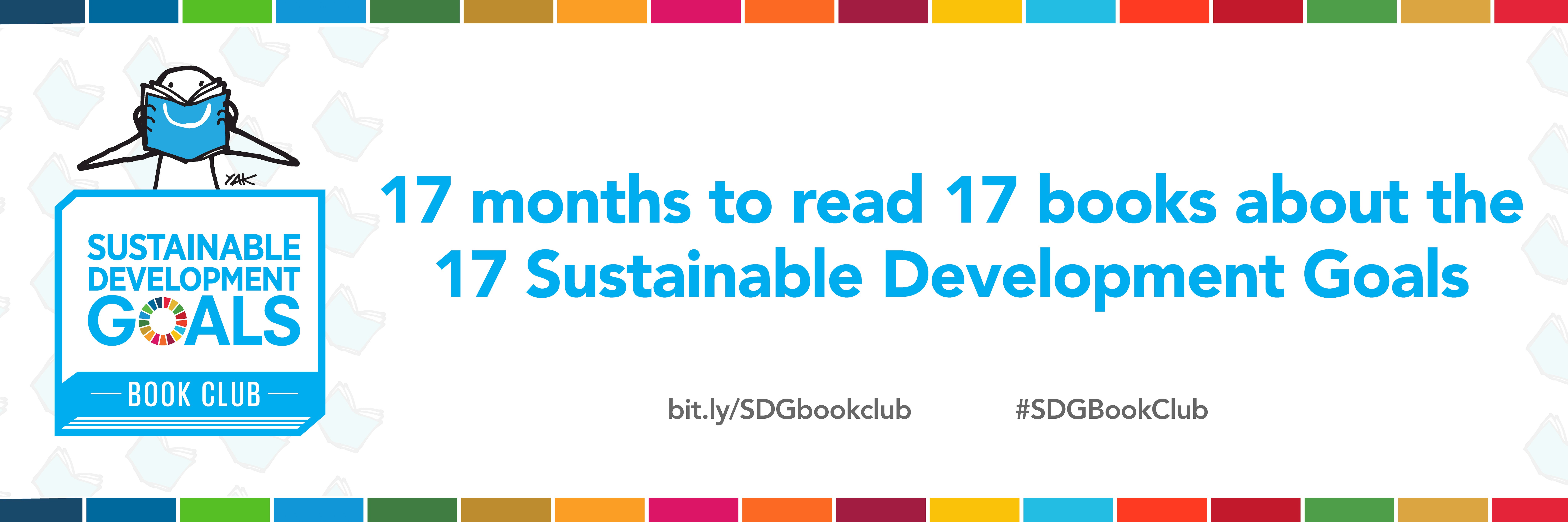 Logo SDG Book Club, tekst: 17 months to read 17 books about the 17 development goals