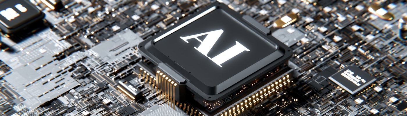 Een AI chip op een computer moederbord