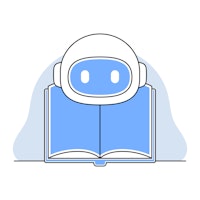 Illustratie van een boek en een robot
