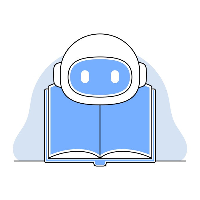 Illustratie van een boek en een robot