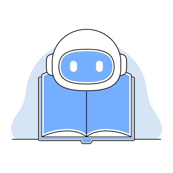 Illustratie van een boek en een robot