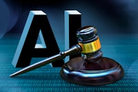 Letters AI met een voorzittershamer