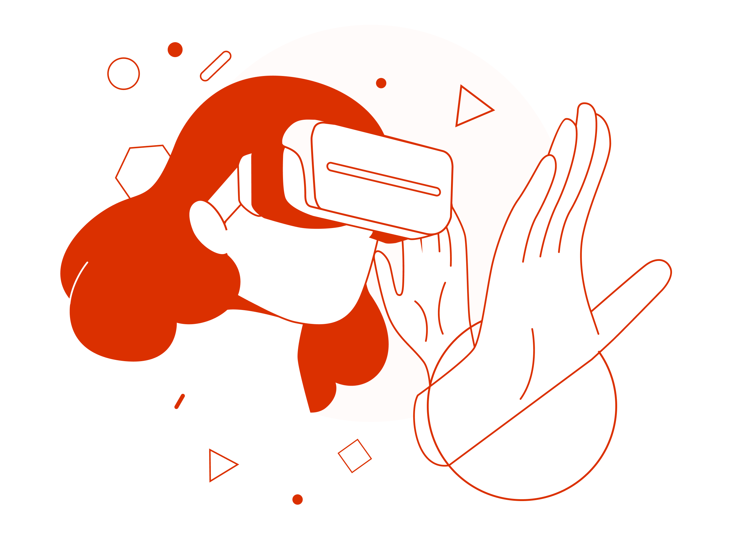 Illustration of person wearing VR goggles