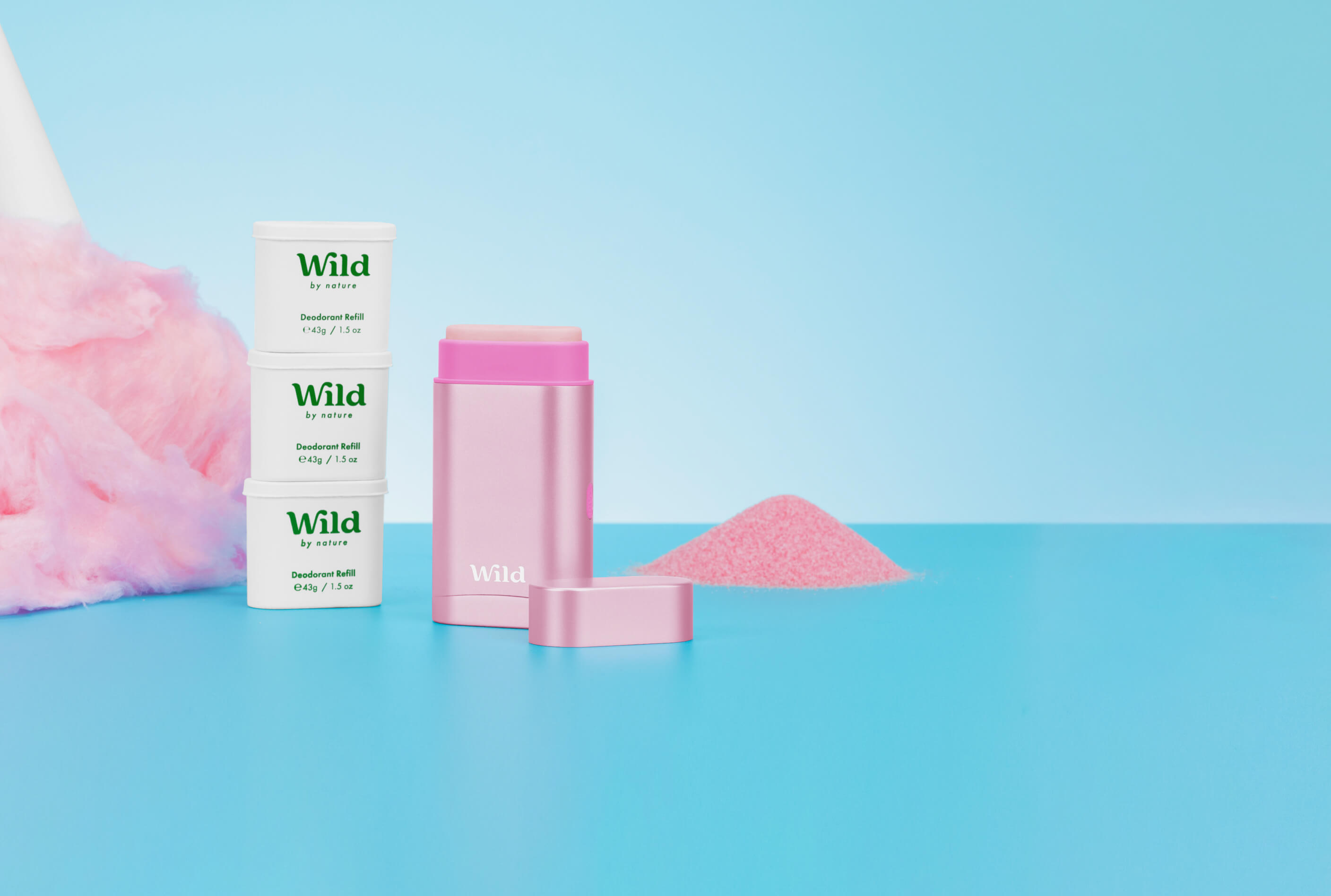 Wild pink case next to a trio of Candy Floss refills