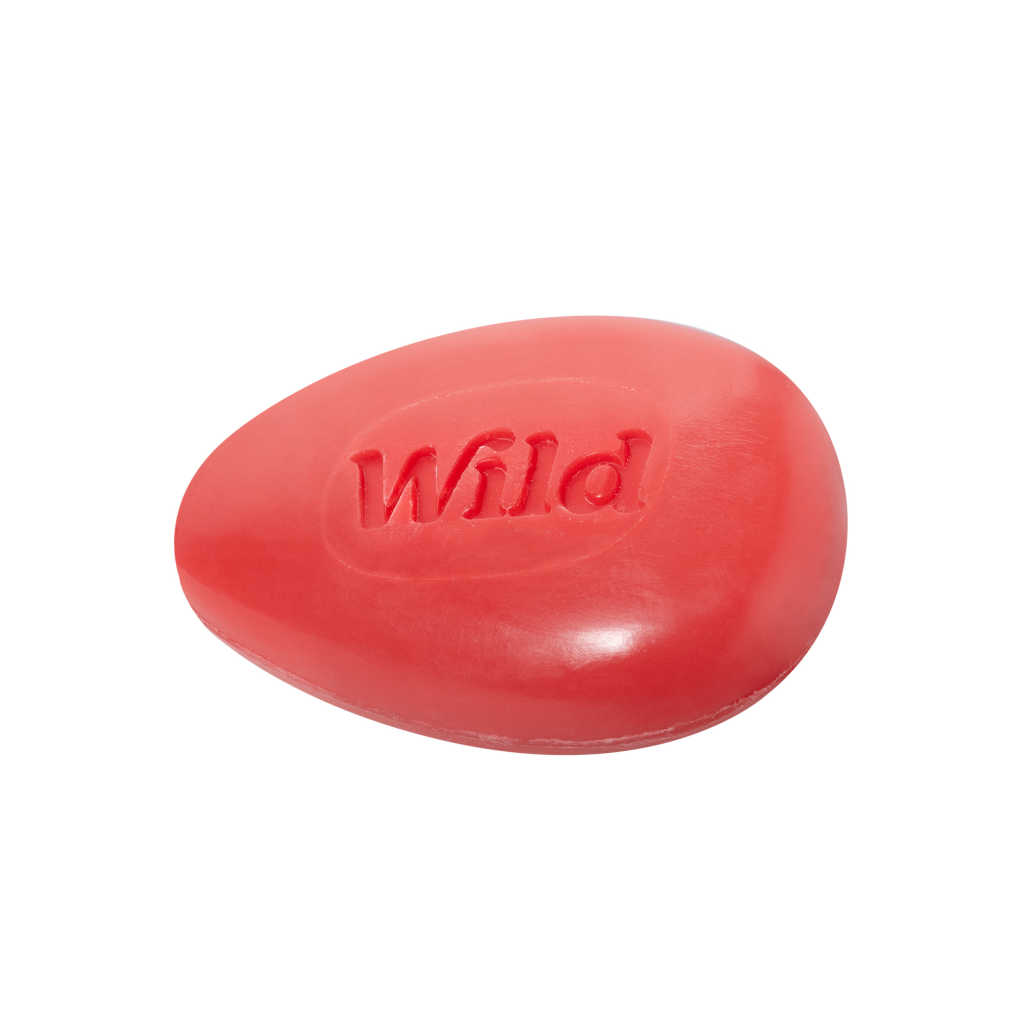Caption: a red soap bar with the word wild on it