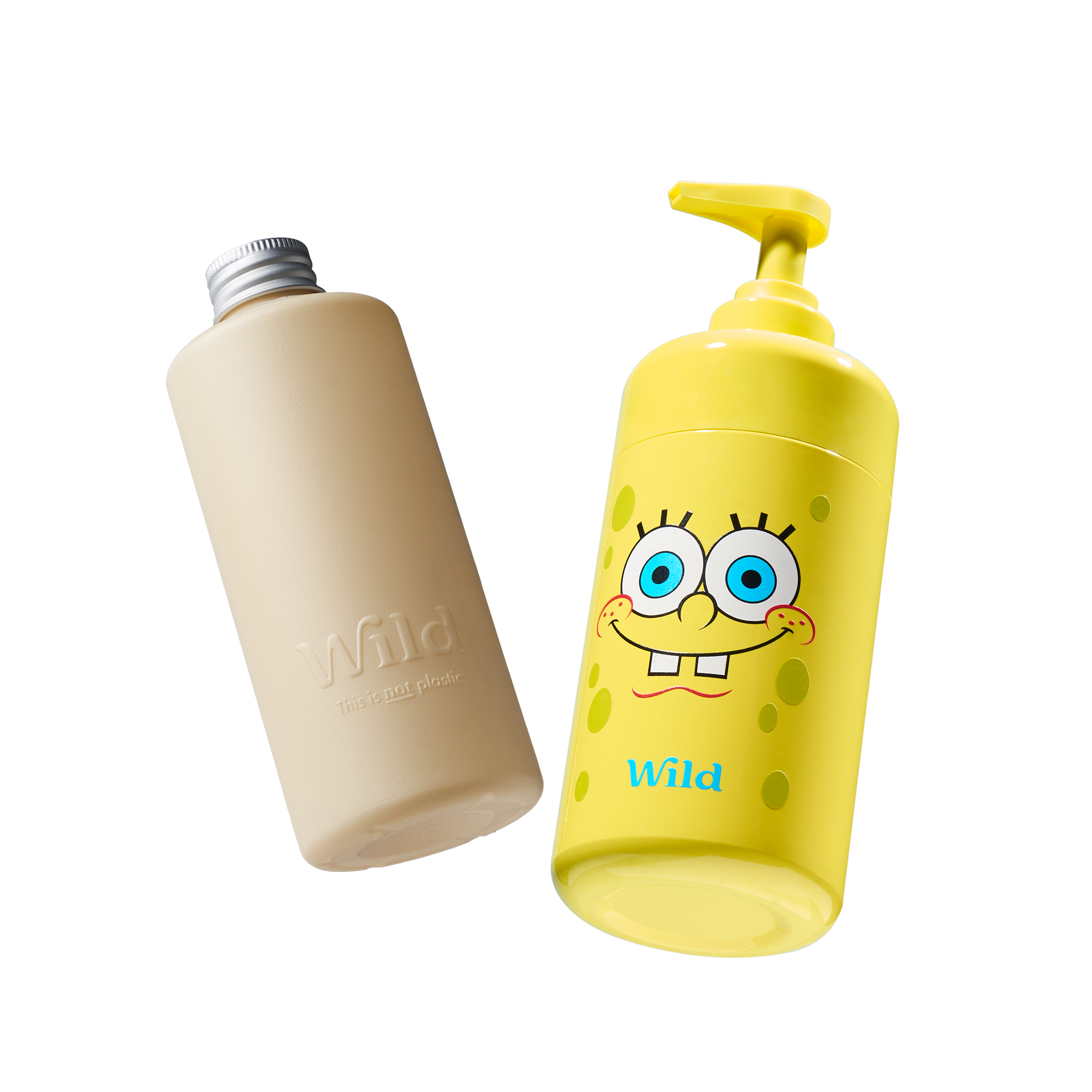 Caption: a yellow bottle with a cartoon character on it
