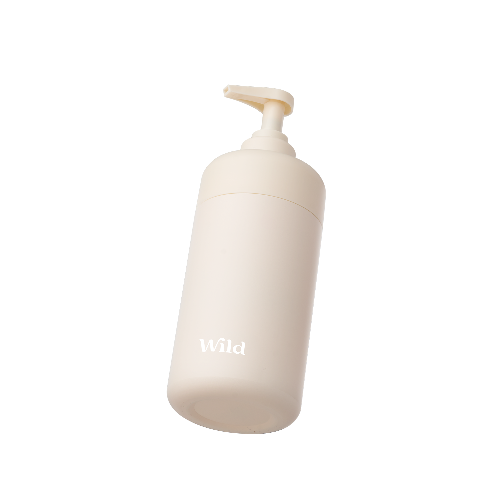 Caption: a white bottle with a pump on top of it