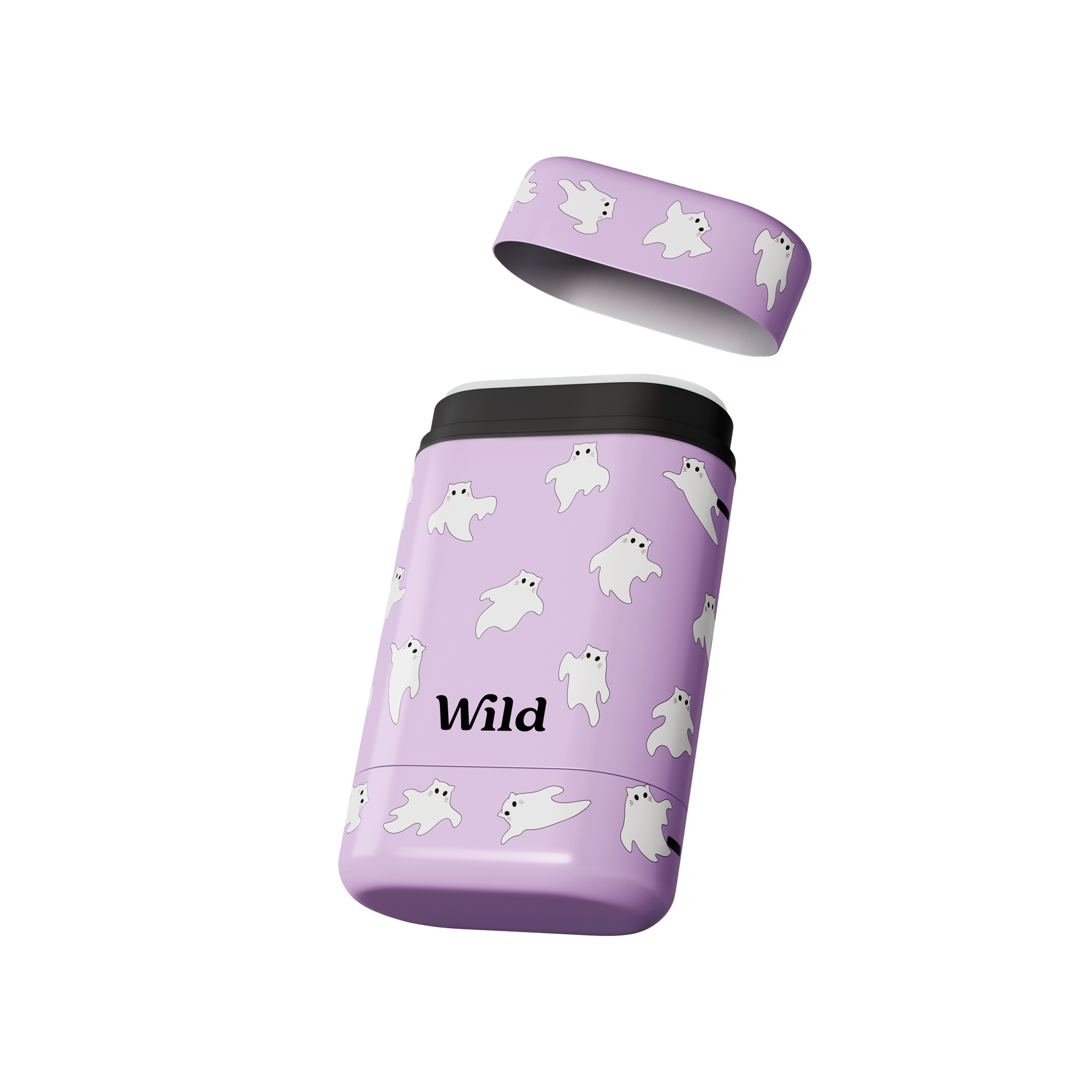 Caption: a purple and white water bottle with polar bears on it