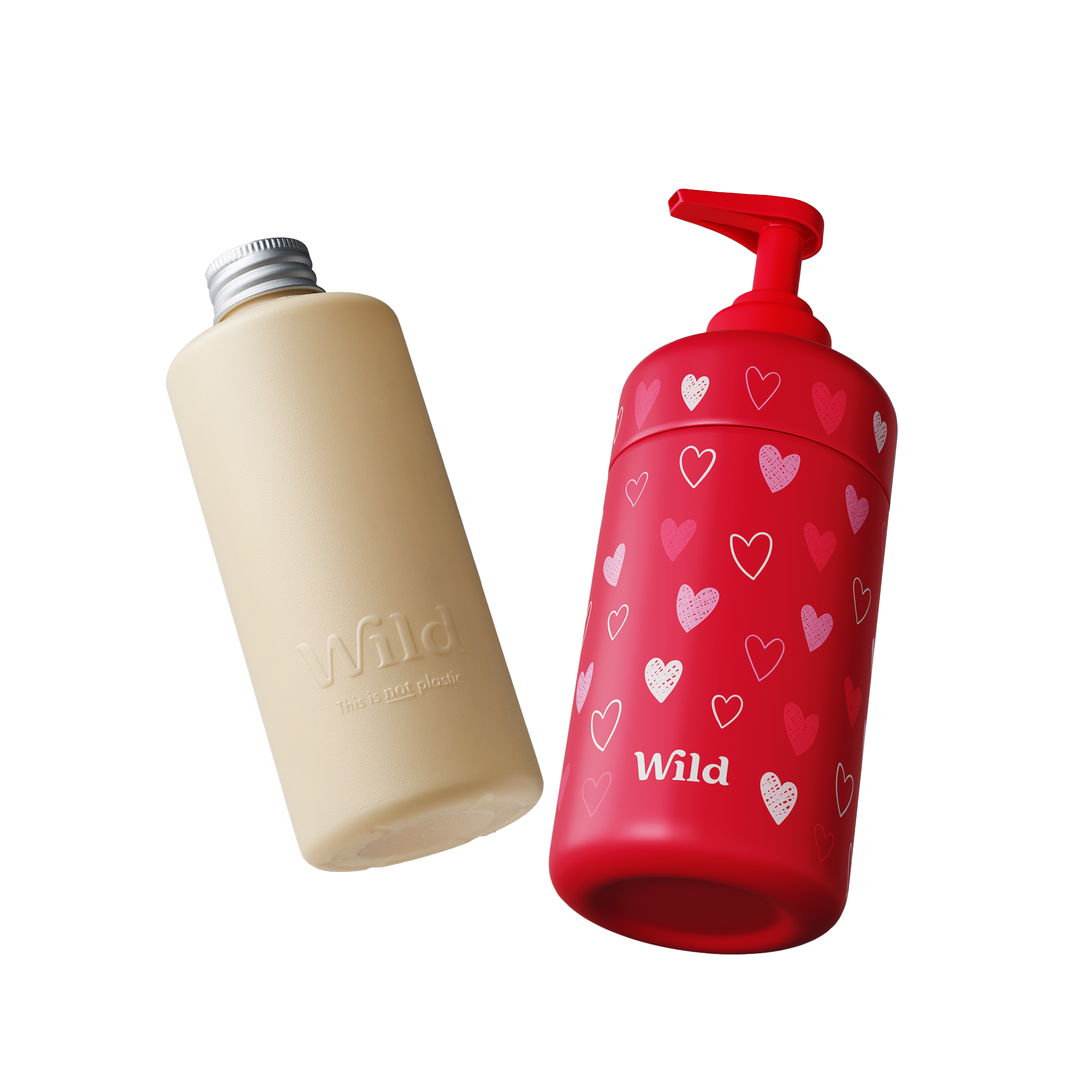 Caption: a bottle of soap and a bottle of lotion on a white background