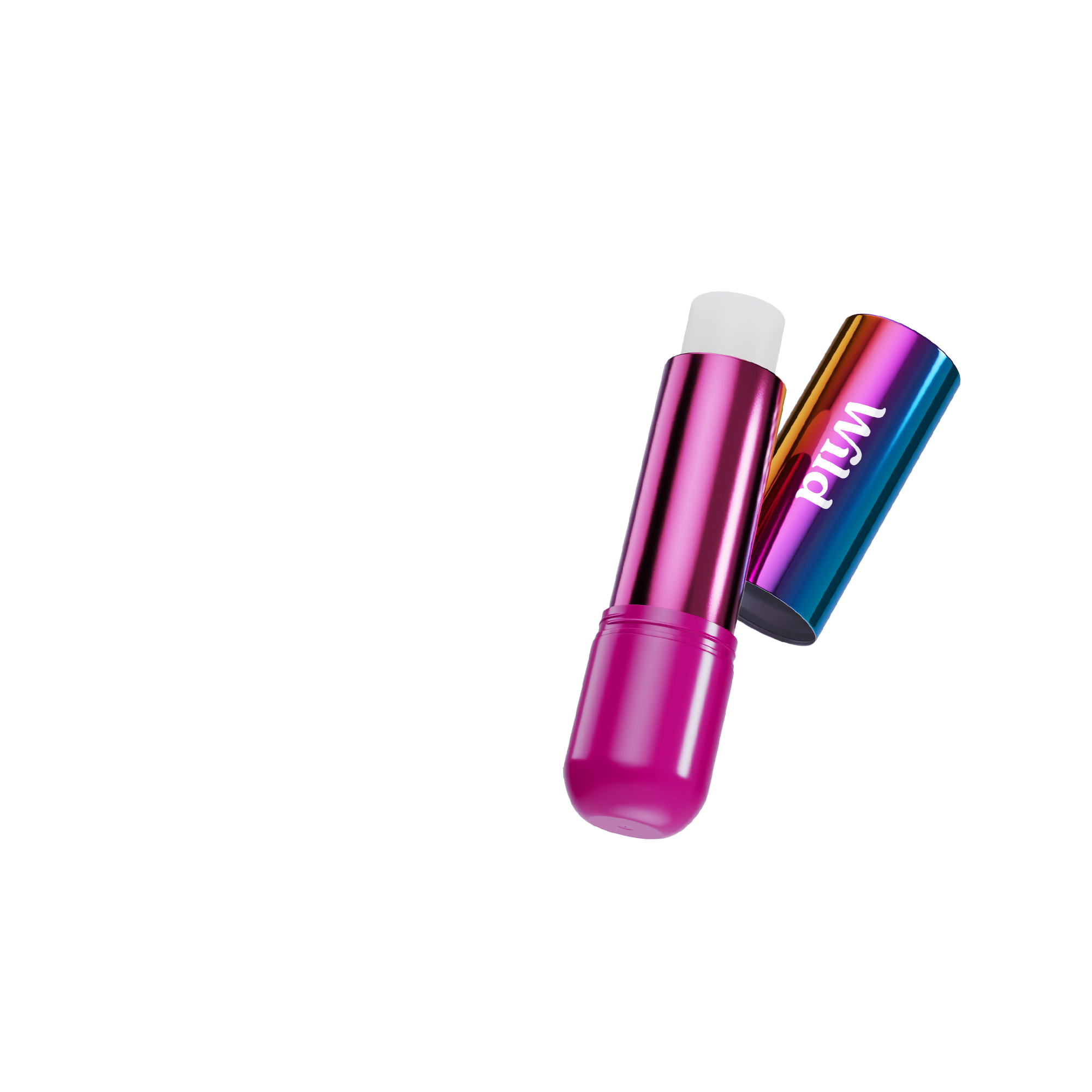 Légende : un baume à lèvres rose à côté d'un baume à lèvres violet