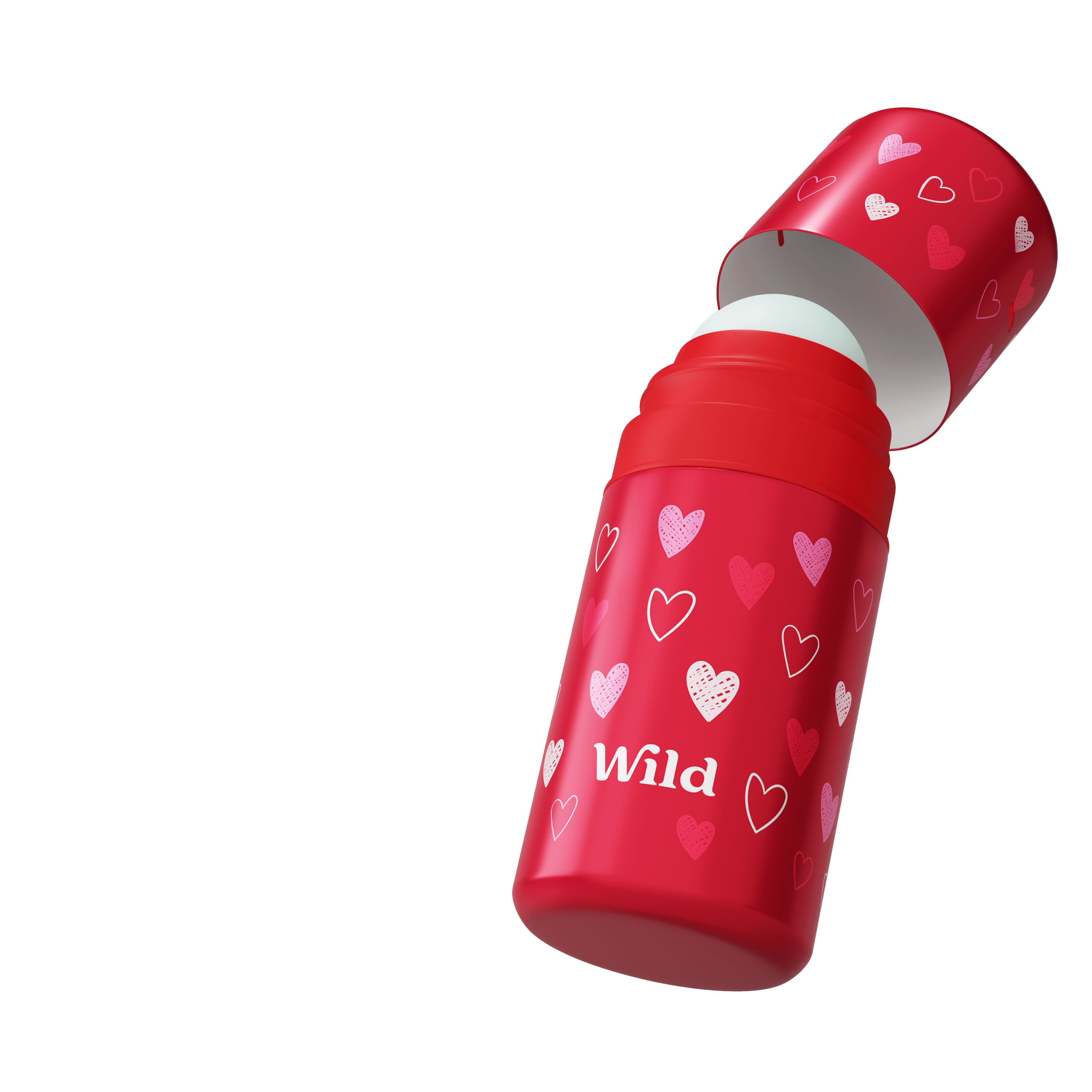 Caption: a red water bottle with hearts on it