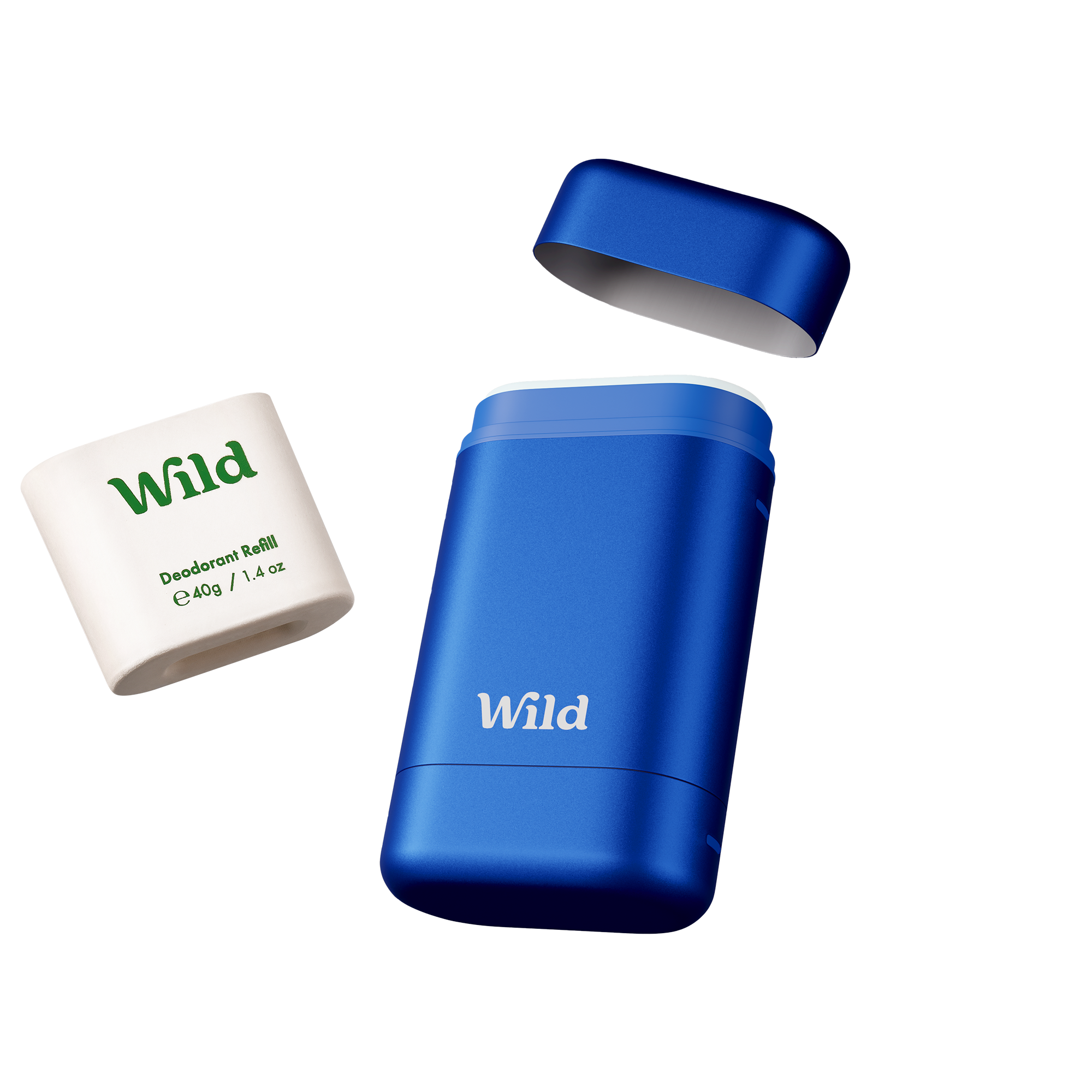 Caption: a blue lighter next to a white and green lighter