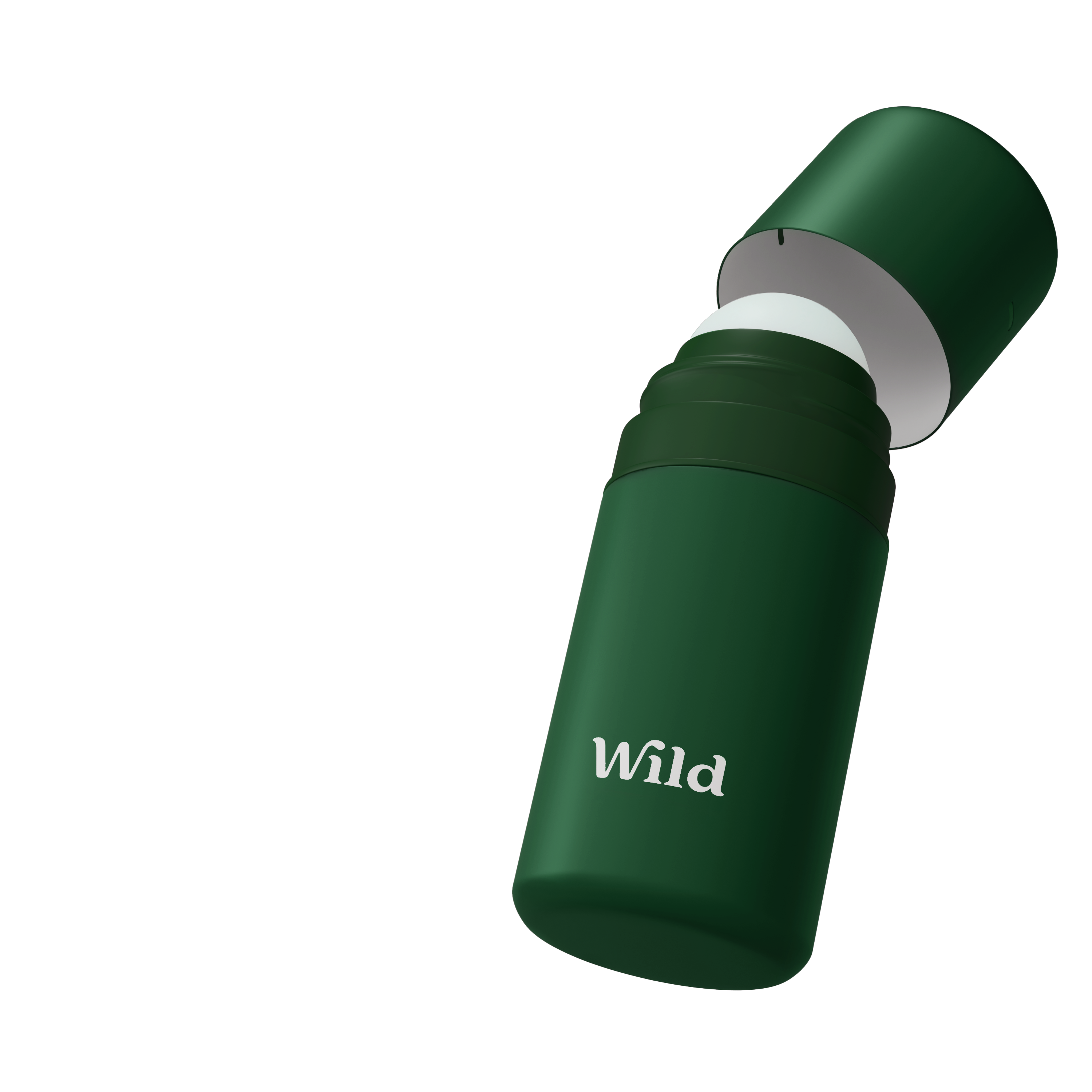 Caption: a green water bottle with the word wild printed on it