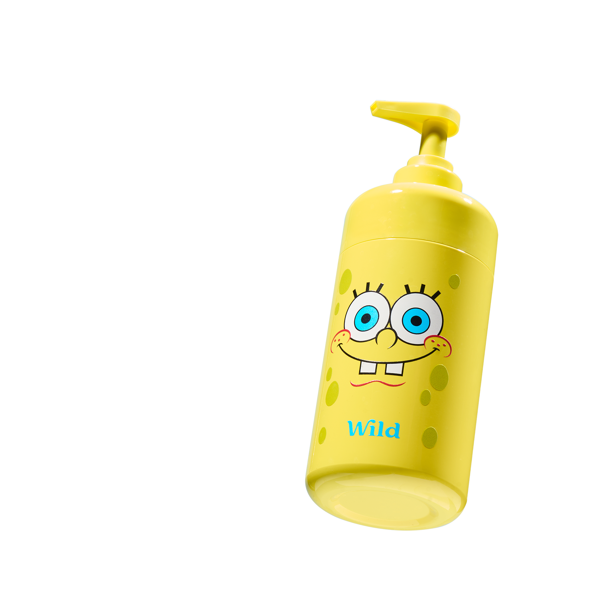 Caption: a yellow bottle with a cartoon character on it
