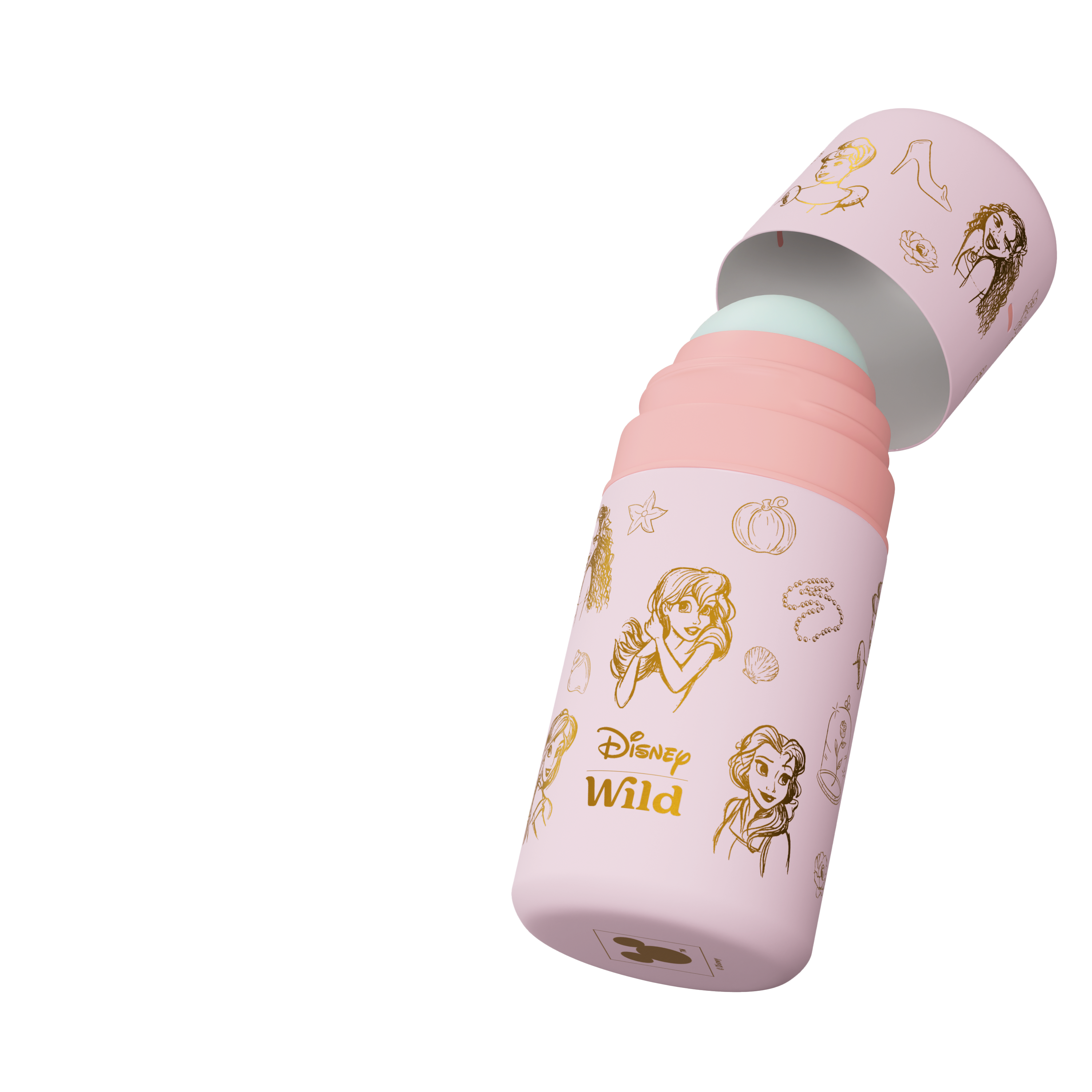 Didascalia: un bicchiere con beccuccio rosa con i personaggi Disney