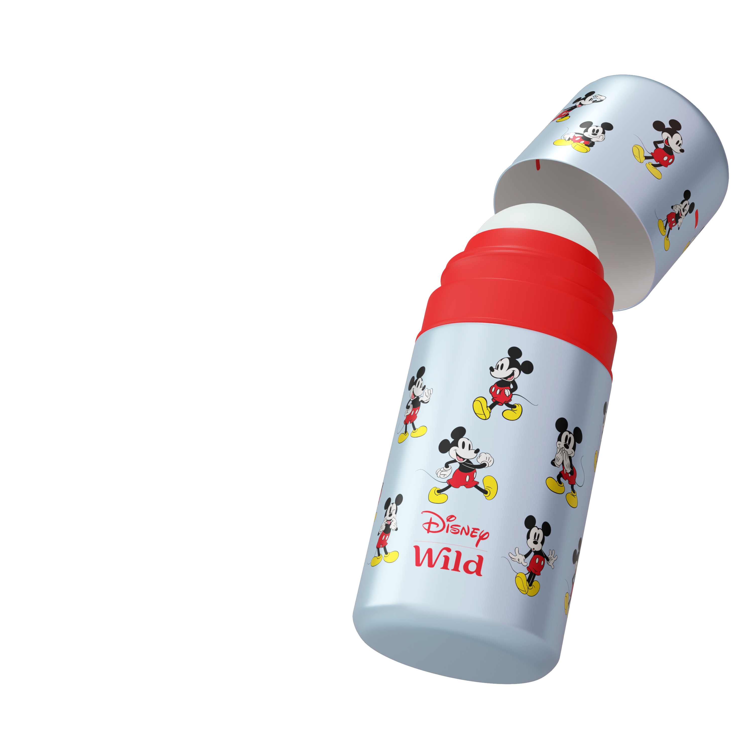 Caption: a bottle with a mickey mouse design on it