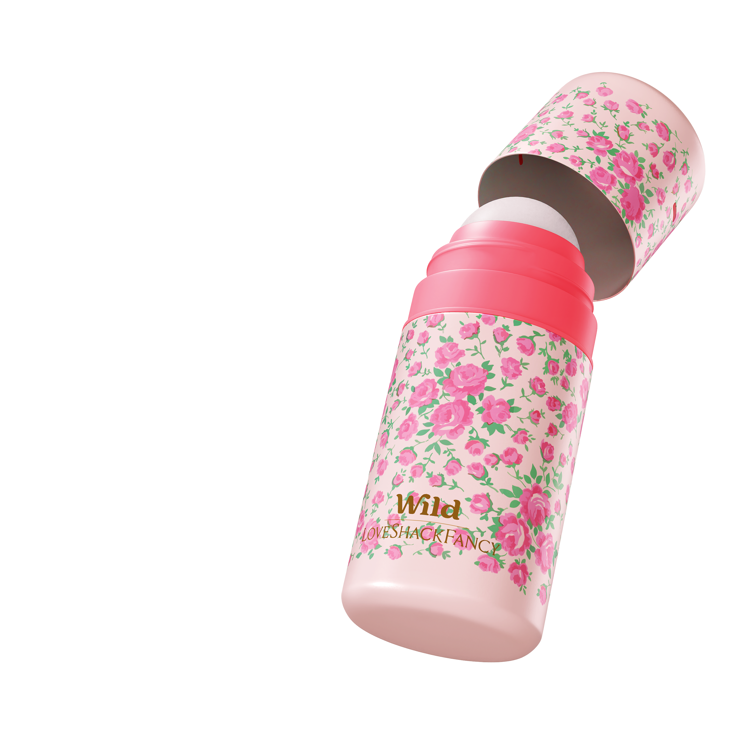 Légende : une tasse rose ornée d'un motif floral