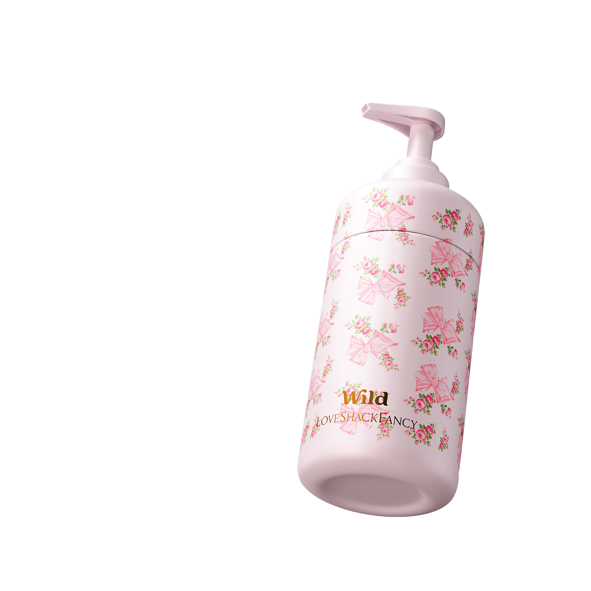 Bildunterschrift: Ein Babyfläschchen mit einem rosa Blumenmuster
