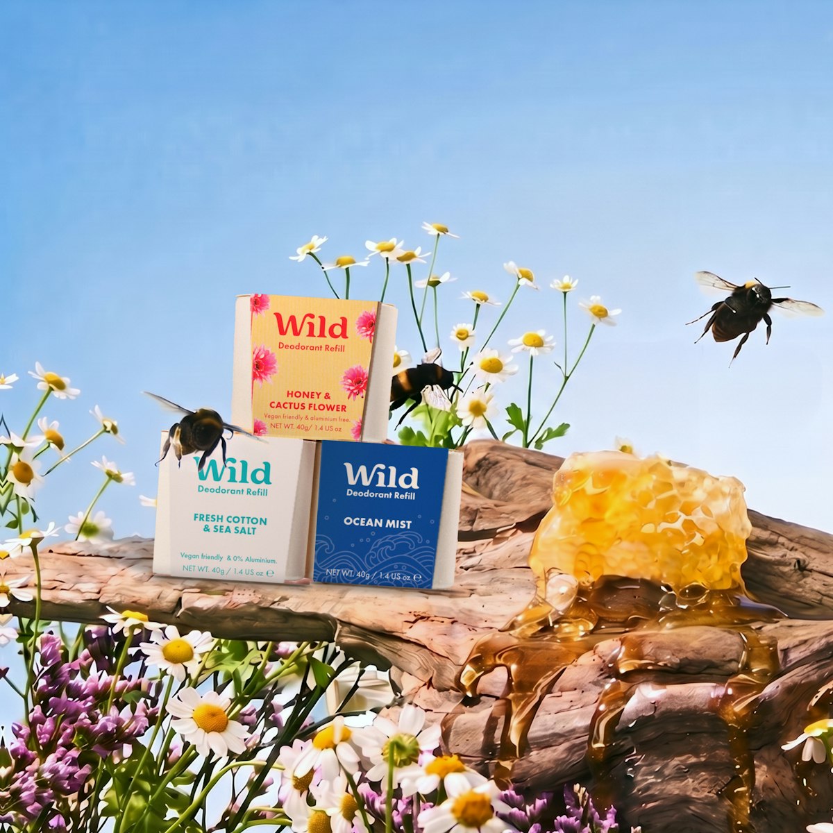 Fresh Cotton & Sea Salt, Ocean Mist and Honey & Cactus Flower deodorant refills