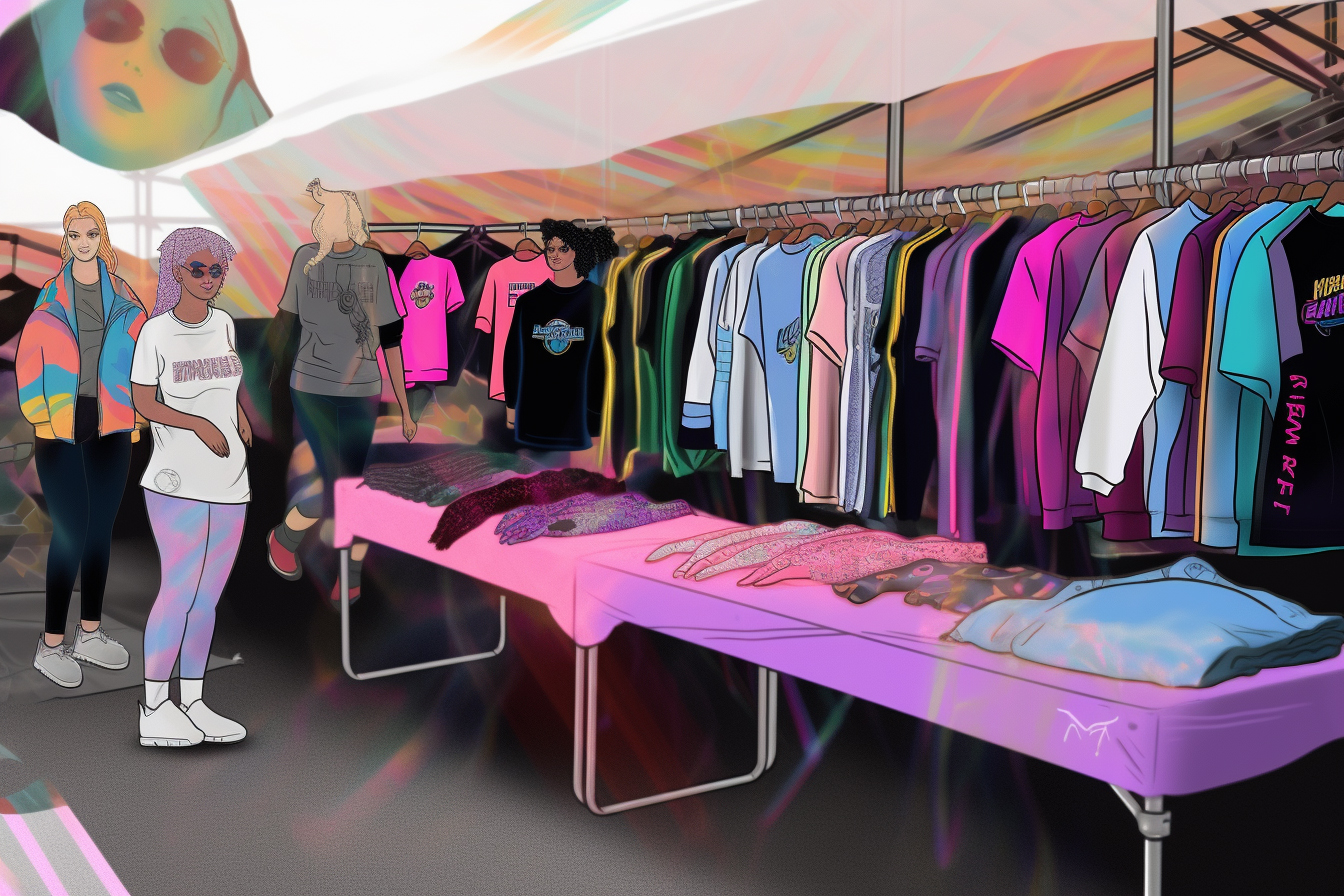 Student selling merch at campus festival