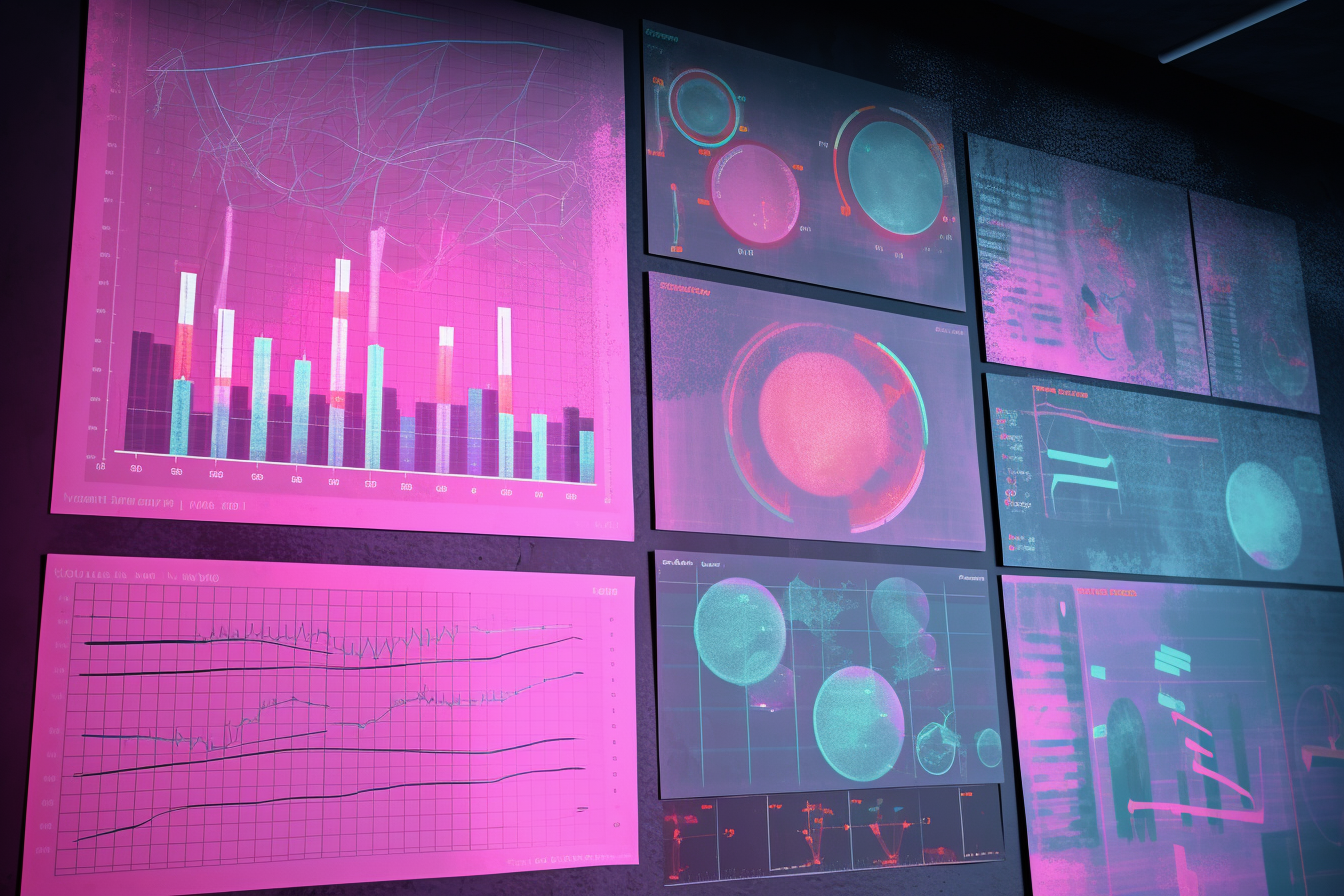 Charts and tables on a bulletin board