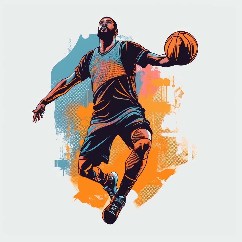 Basketball player lay up