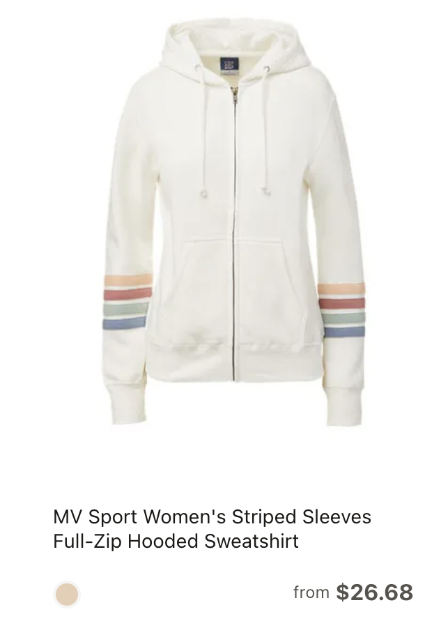 MV Sport Women's Striped Sleeves Full-Zip Hoodie