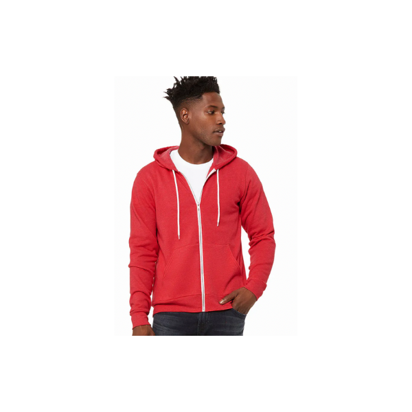 Stitchi Fleece Full-Zip Red Blank Hoodie