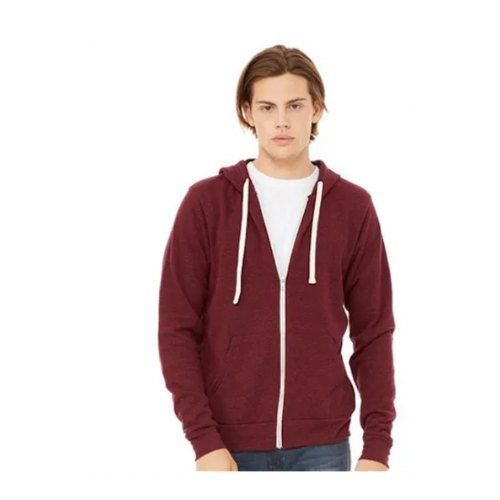 Bella + Canvas Triblend Sponge Blank Red Full-Zip Hoodie